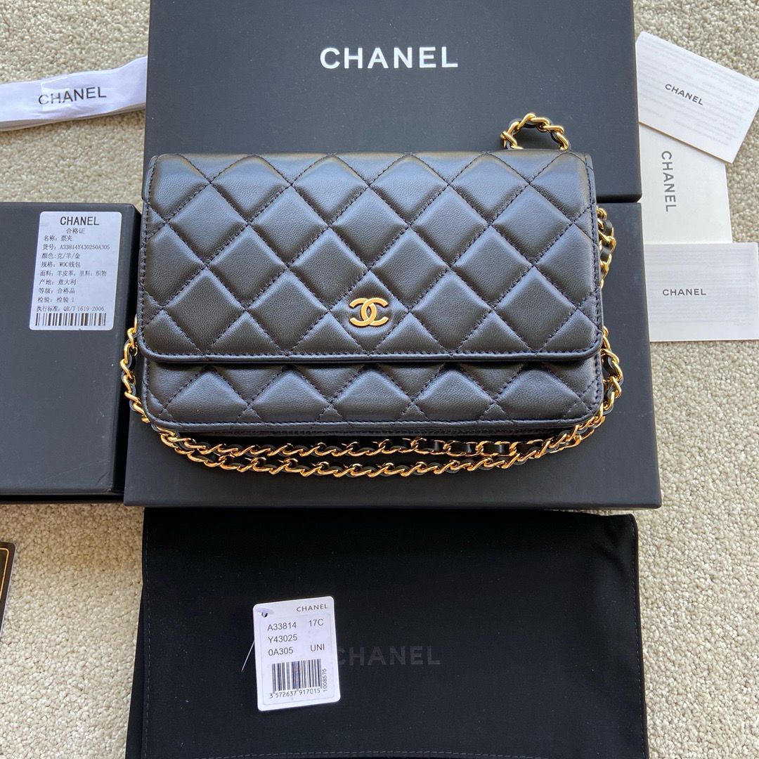 Bolsa Chanel CC Woc Lambskin Black