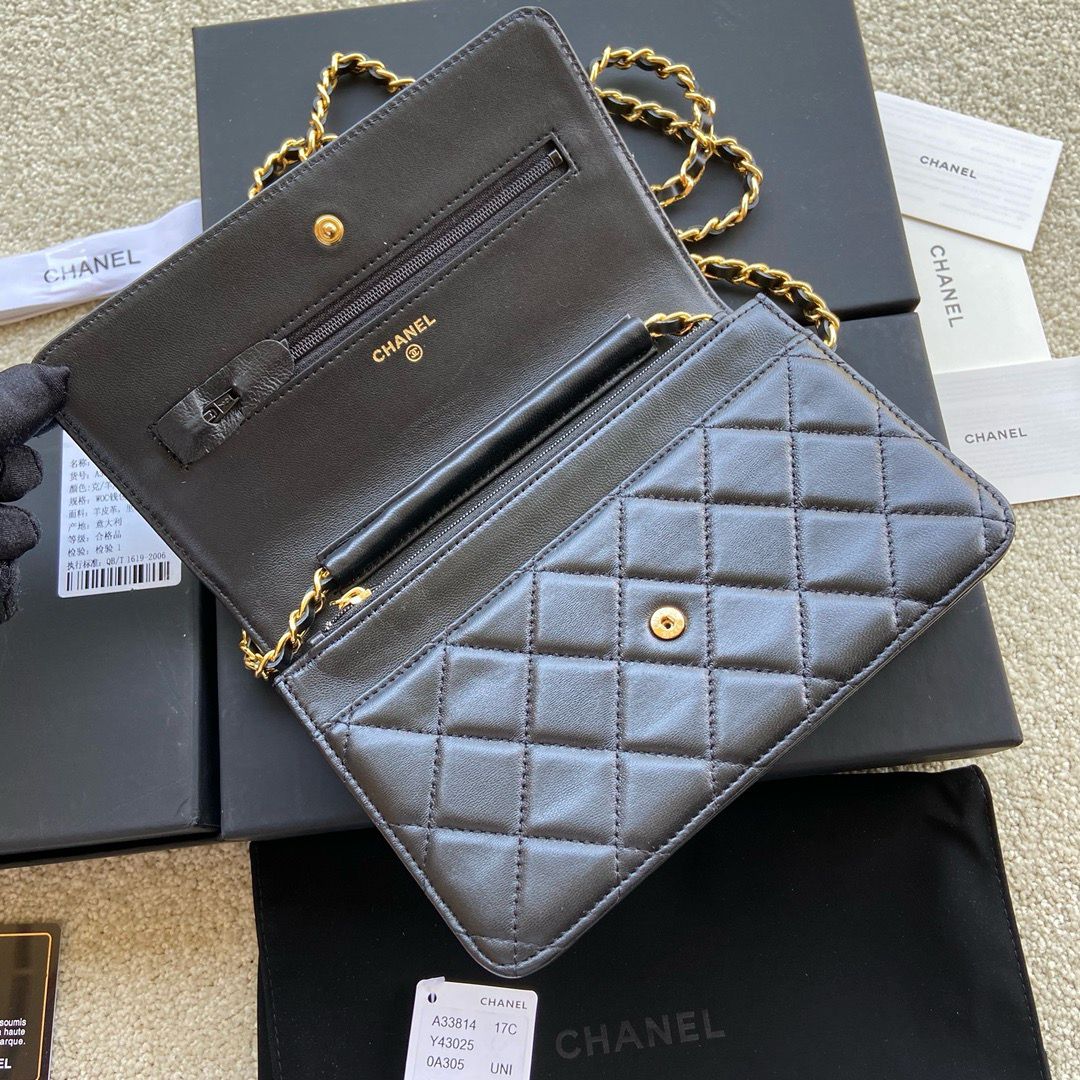 Bolsa Chanel CC Woc Lambskin Black