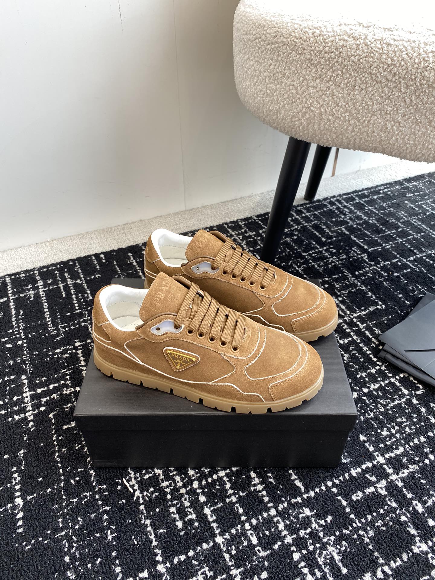 Prada Trail faded suede sneakers