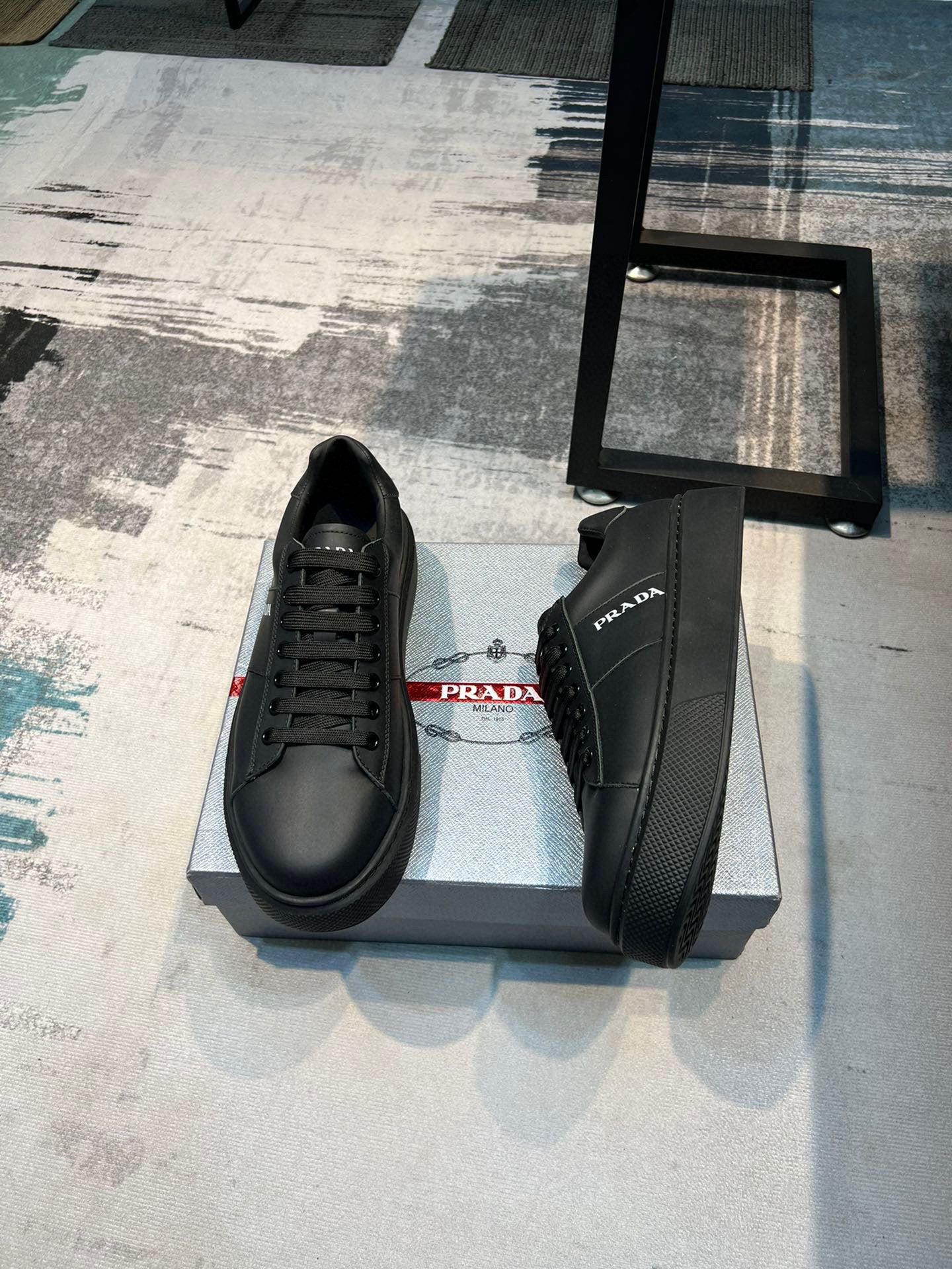 Prada Black Leather Sneaker