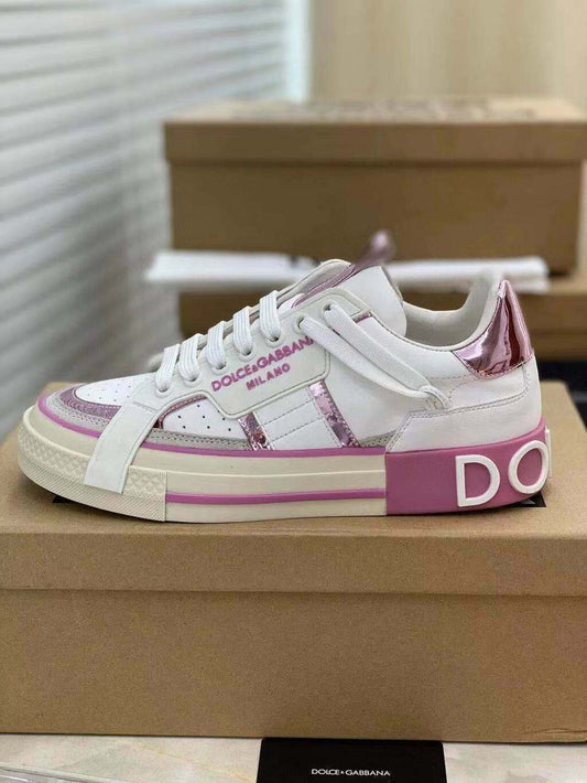 Dolce & Gabbana White & Pink Custom 2Zero Sneakers