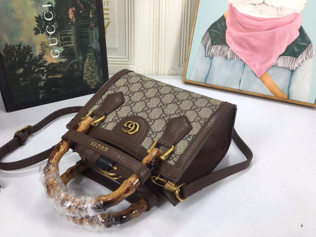 Gucci Diana Jumbo GG Tote Bag Small Camel/Ebony