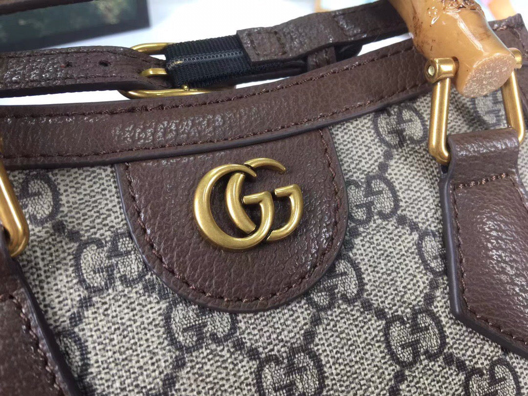 Gucci Diana Jumbo GG Tote Bag Small Camel/Ebony