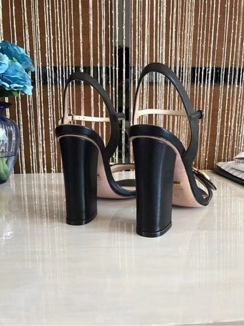 Gucci GG 105mm Heeled Sandal Black Leather