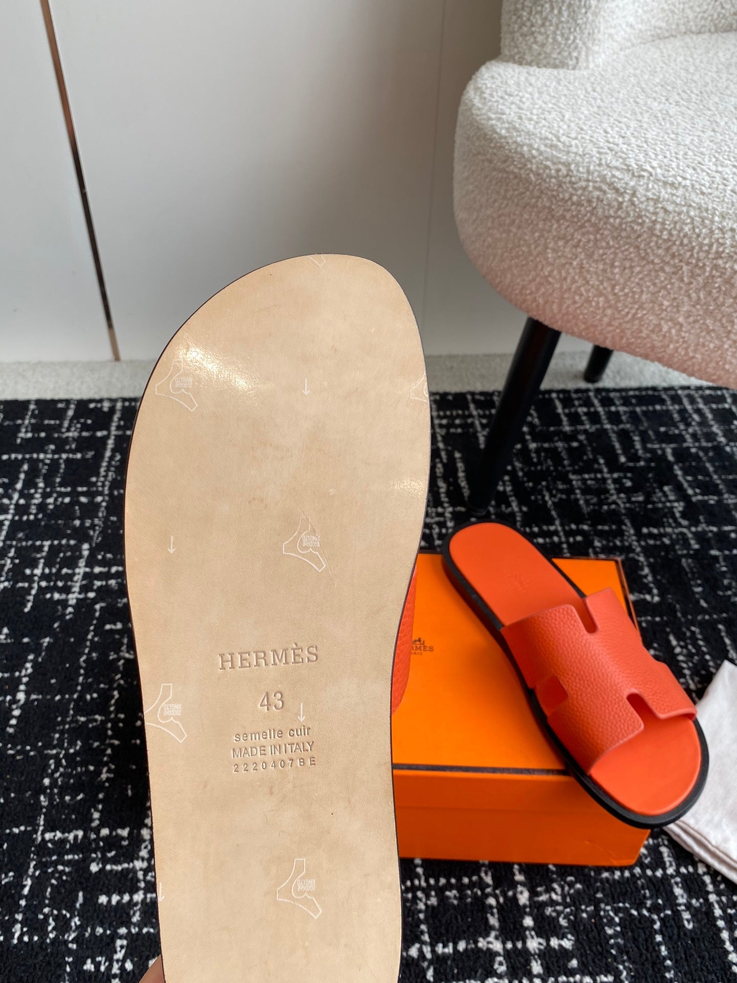 Hermes Izmir Sandal Marine Orange Epsom Leather