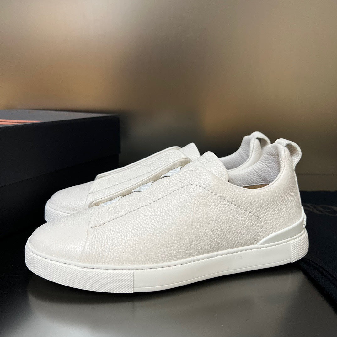 ZEGNA Triple Stitch Sneakers All White