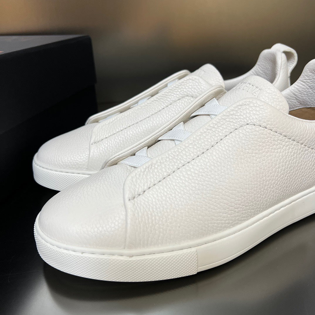 ZEGNA Triple Stitch Sneakers All White