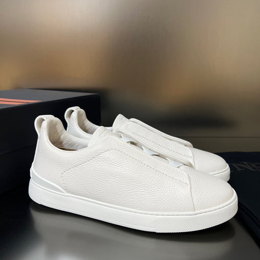 ZEGNA Triple Stitch Sneakers All White