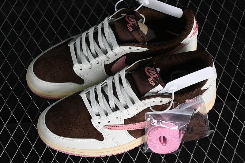 TRAVIS SCOTT X AIR JORDAN 1 LOW OG DARK PONY/PINK OXFORD