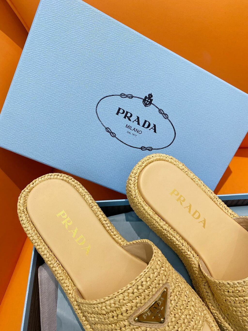 Prada Sandália flatform em crochê