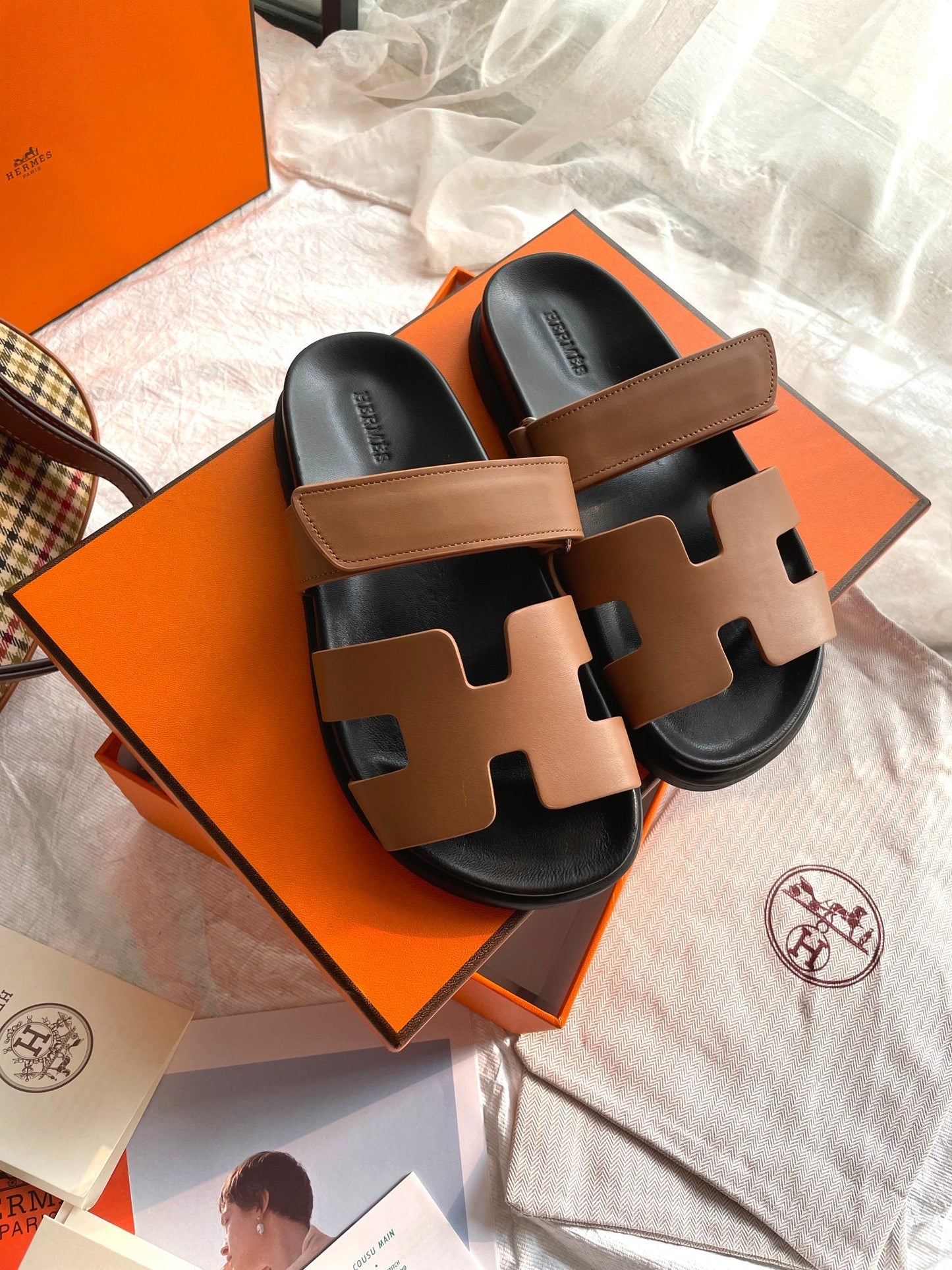 Hermes Chypre Sandal Naturel Black Smooth Calfskin Leather