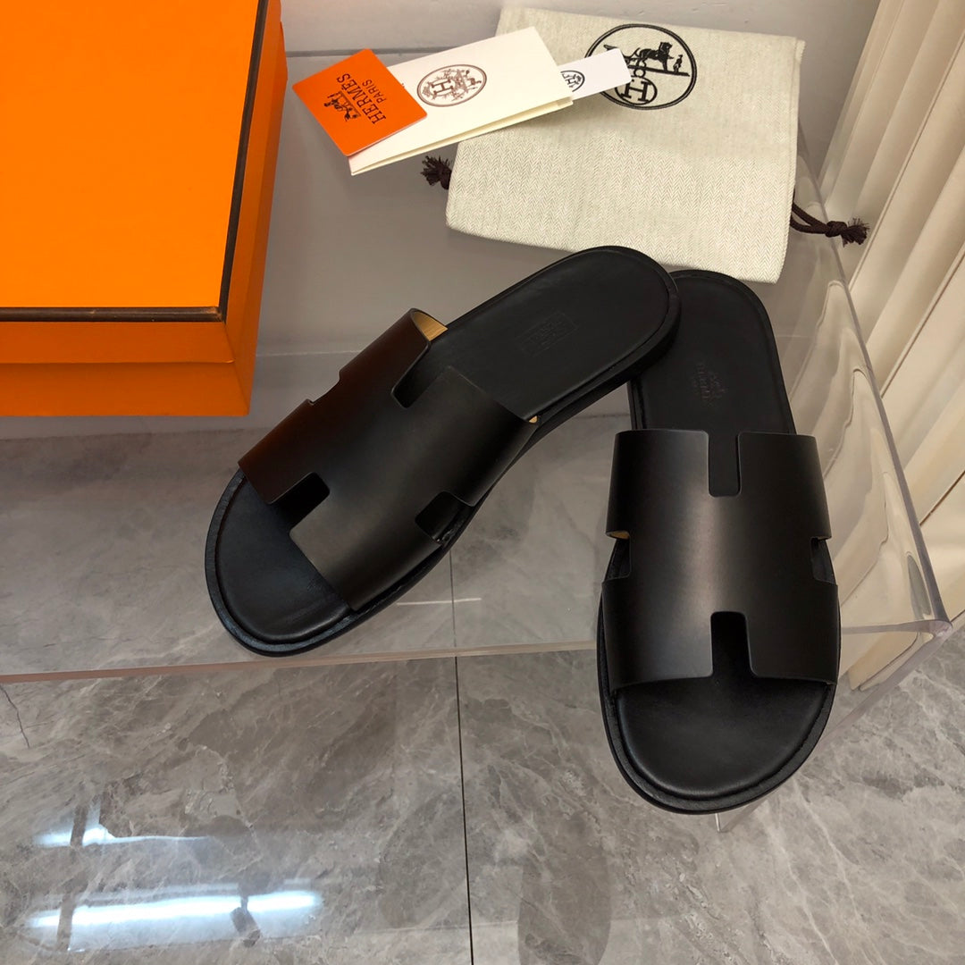 Hermes Izmir Sandal Noir Smooth Calfskin Leather