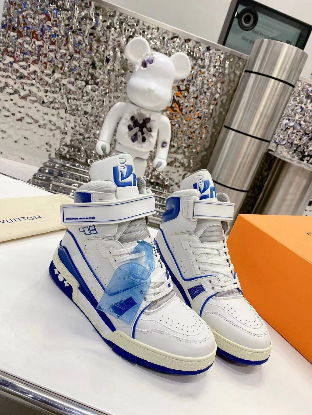 Trainer Sneaker Boot High White Blue