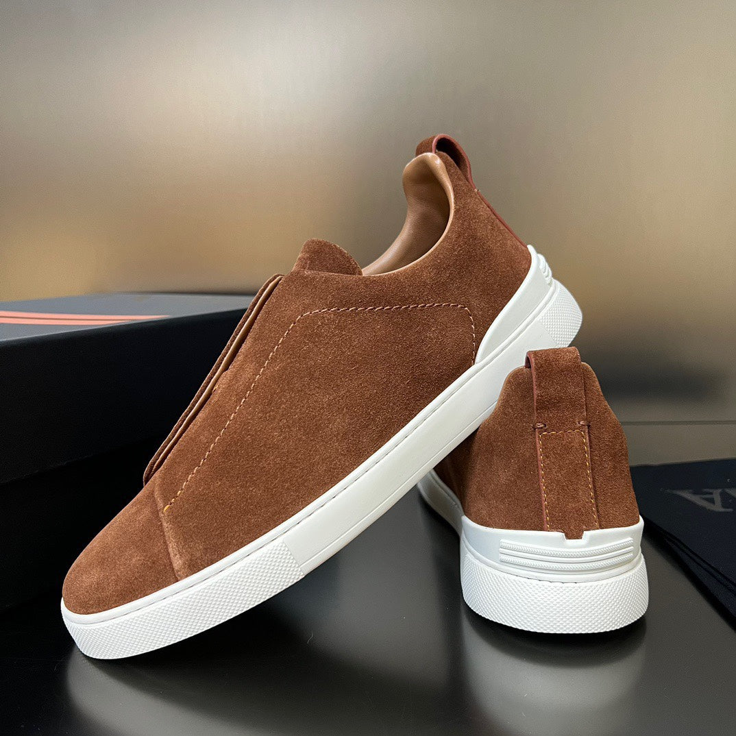 ZEGNA Suede Triple Stitch Sneakers