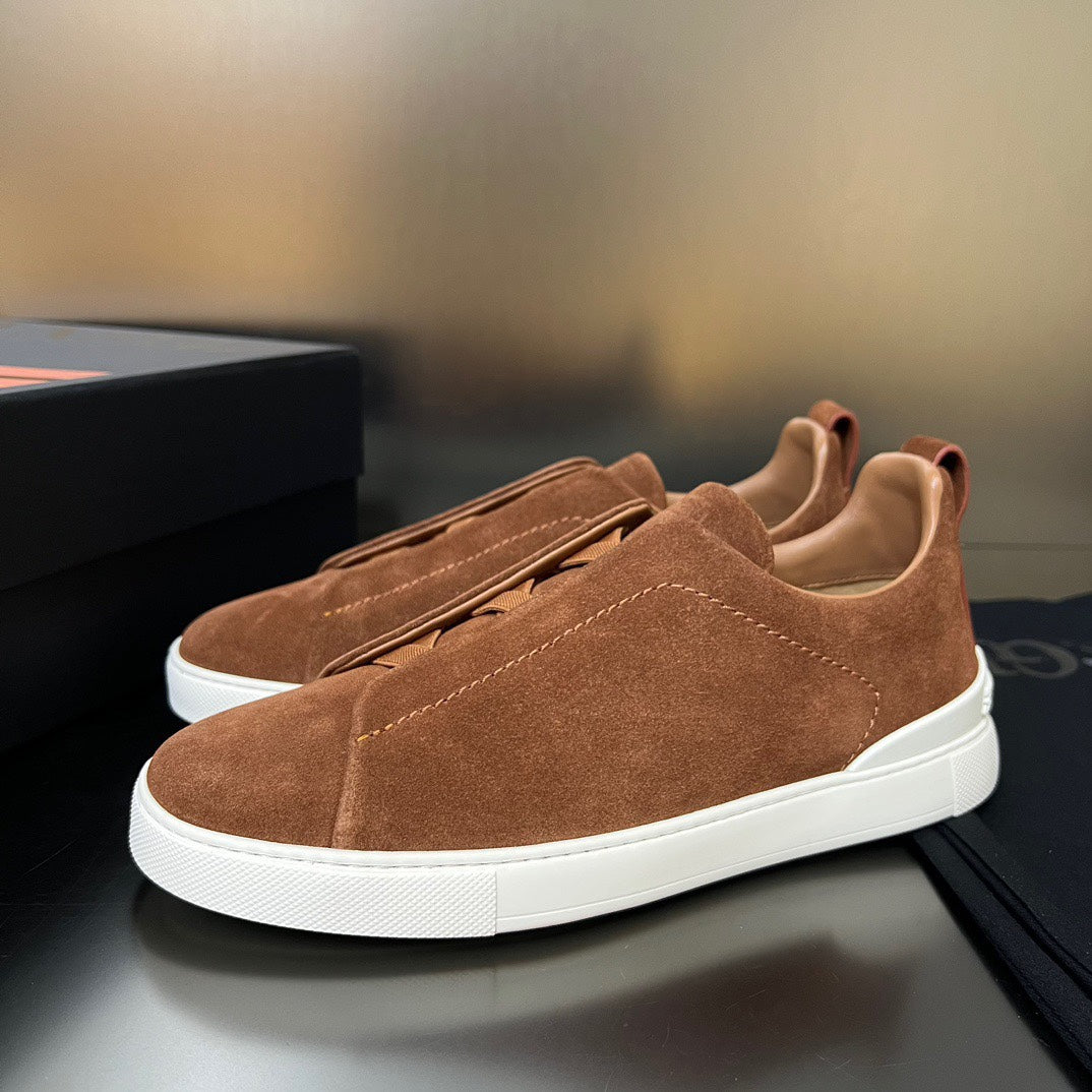 ZEGNA Suede Triple Stitch Sneakers