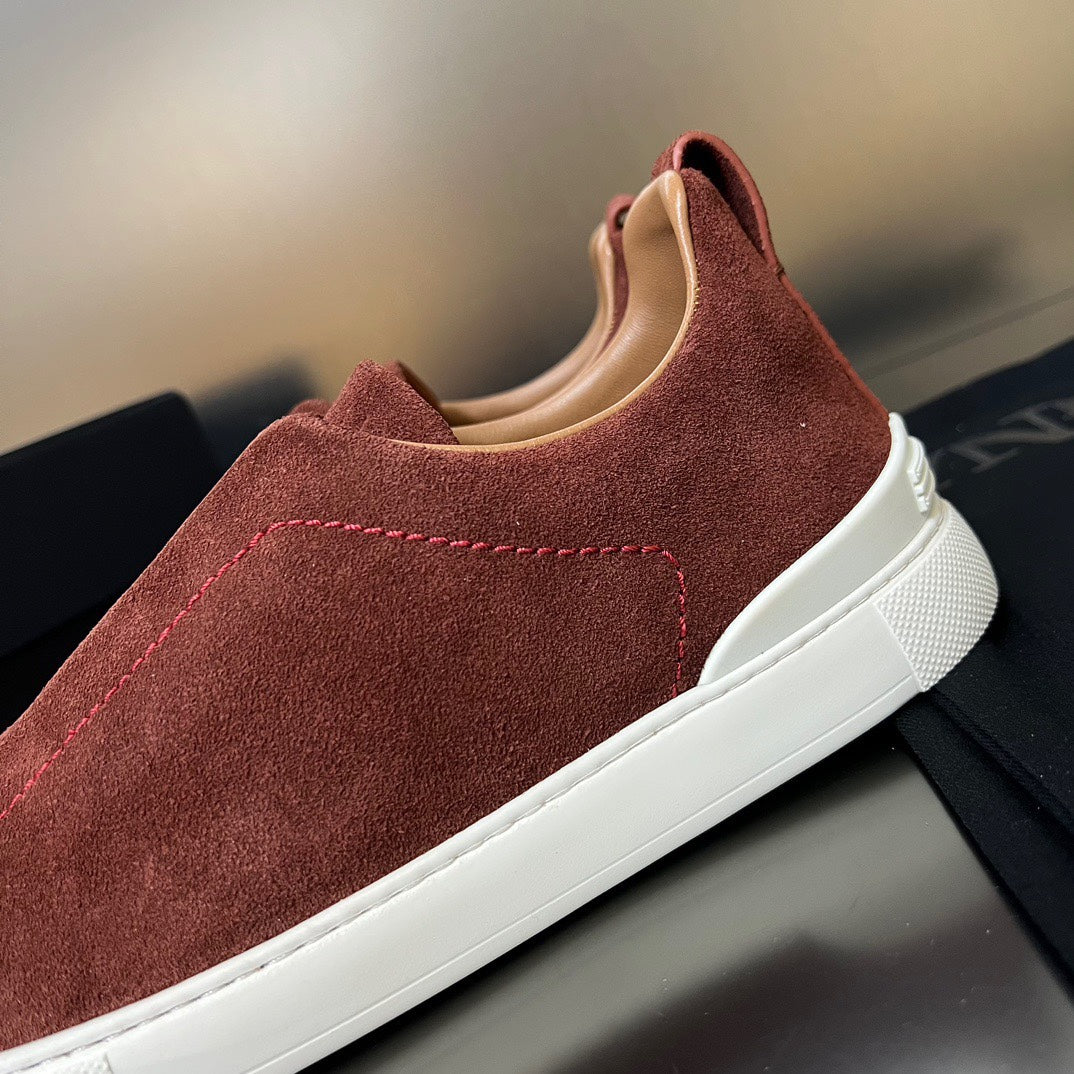 ZEGNA Suede Triple Stitch Sneakers