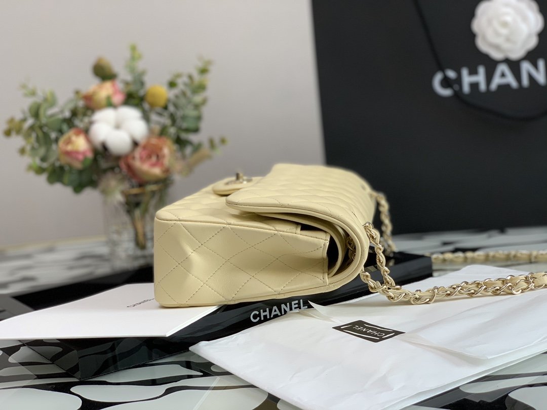 Chanel Classic Double Flap Quilted Medium Beige Clair