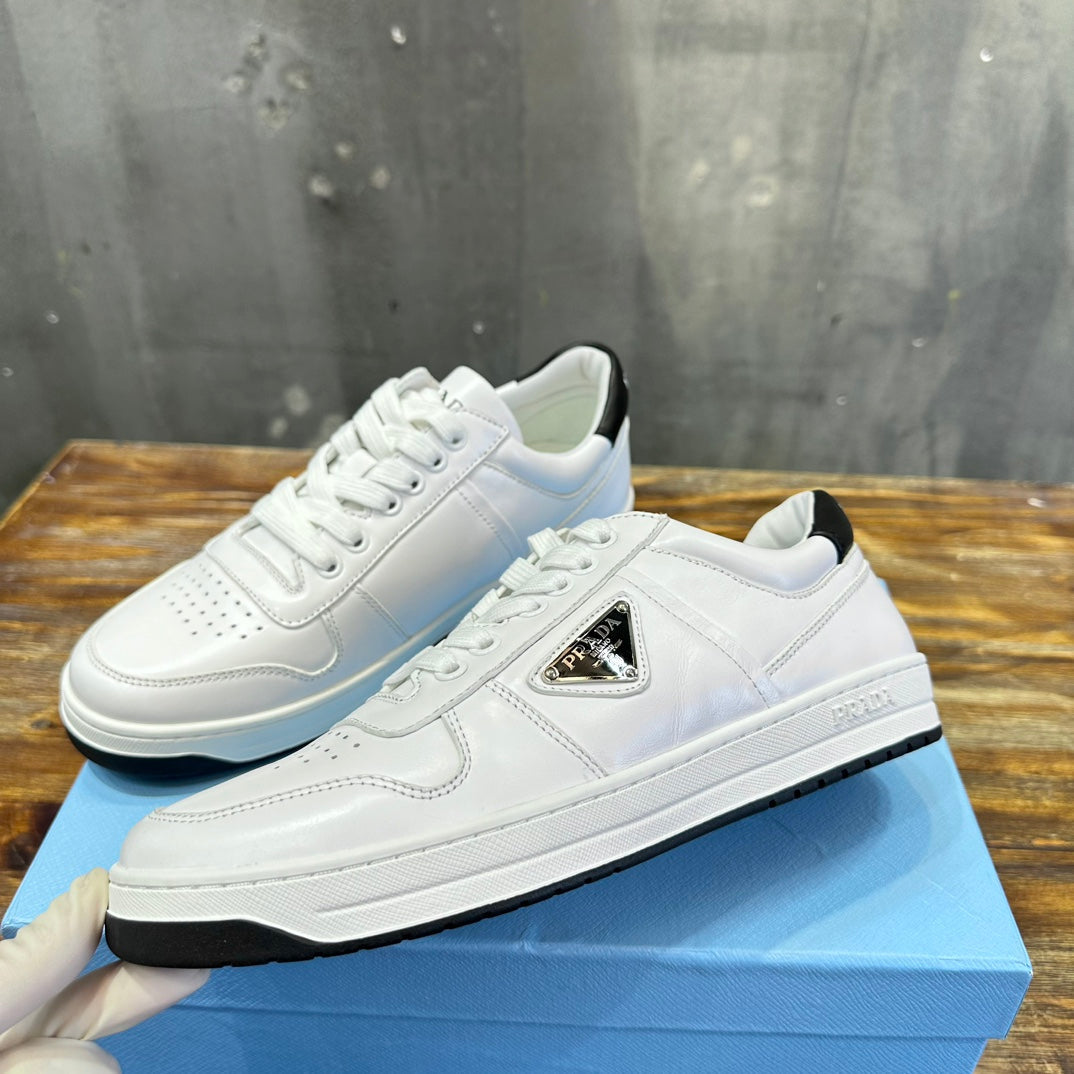 Prada Downtown Low Top Sneakers Leather White White Black