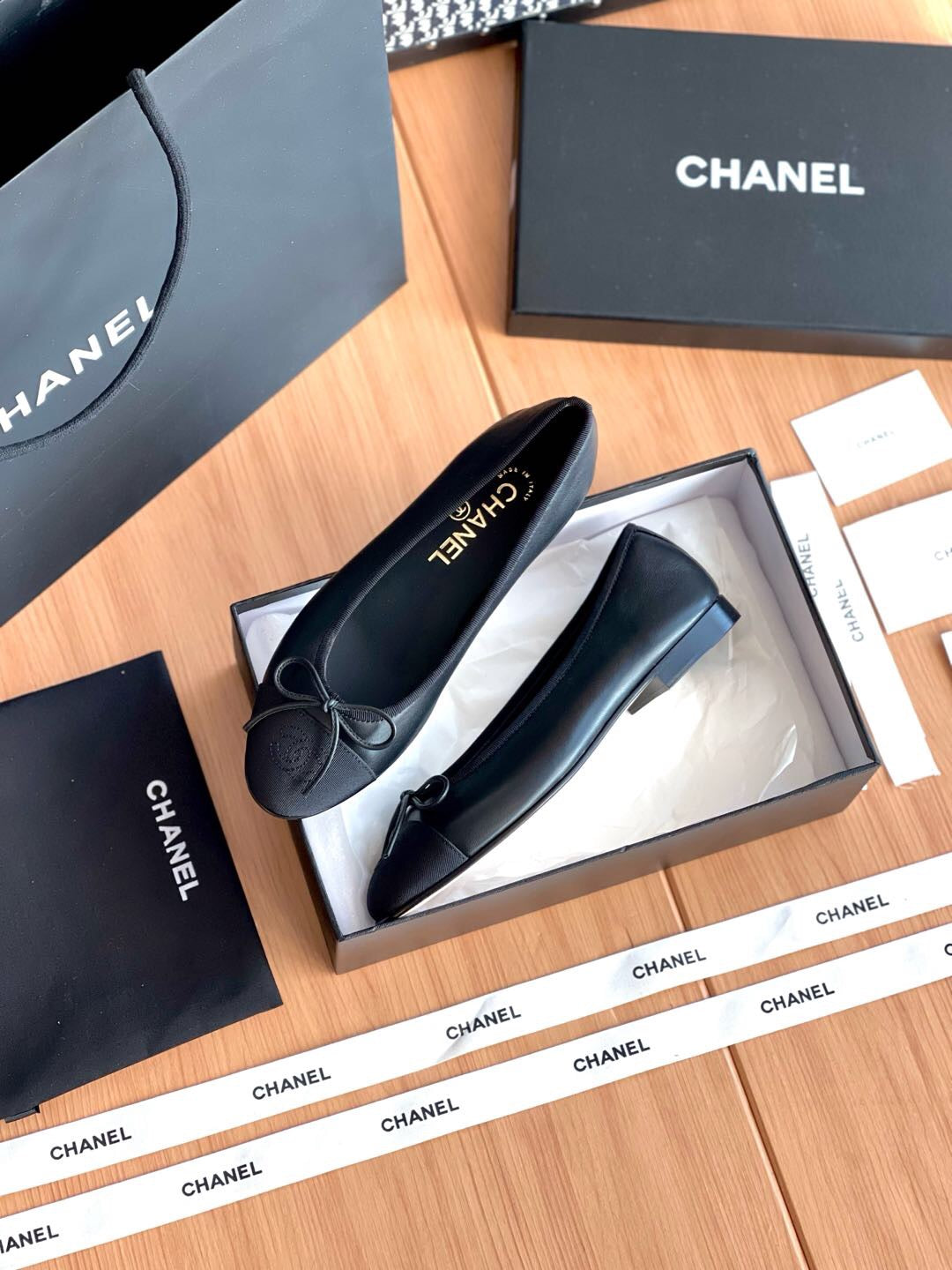 Chanel Lambskin 10mm Ballet Flats Black