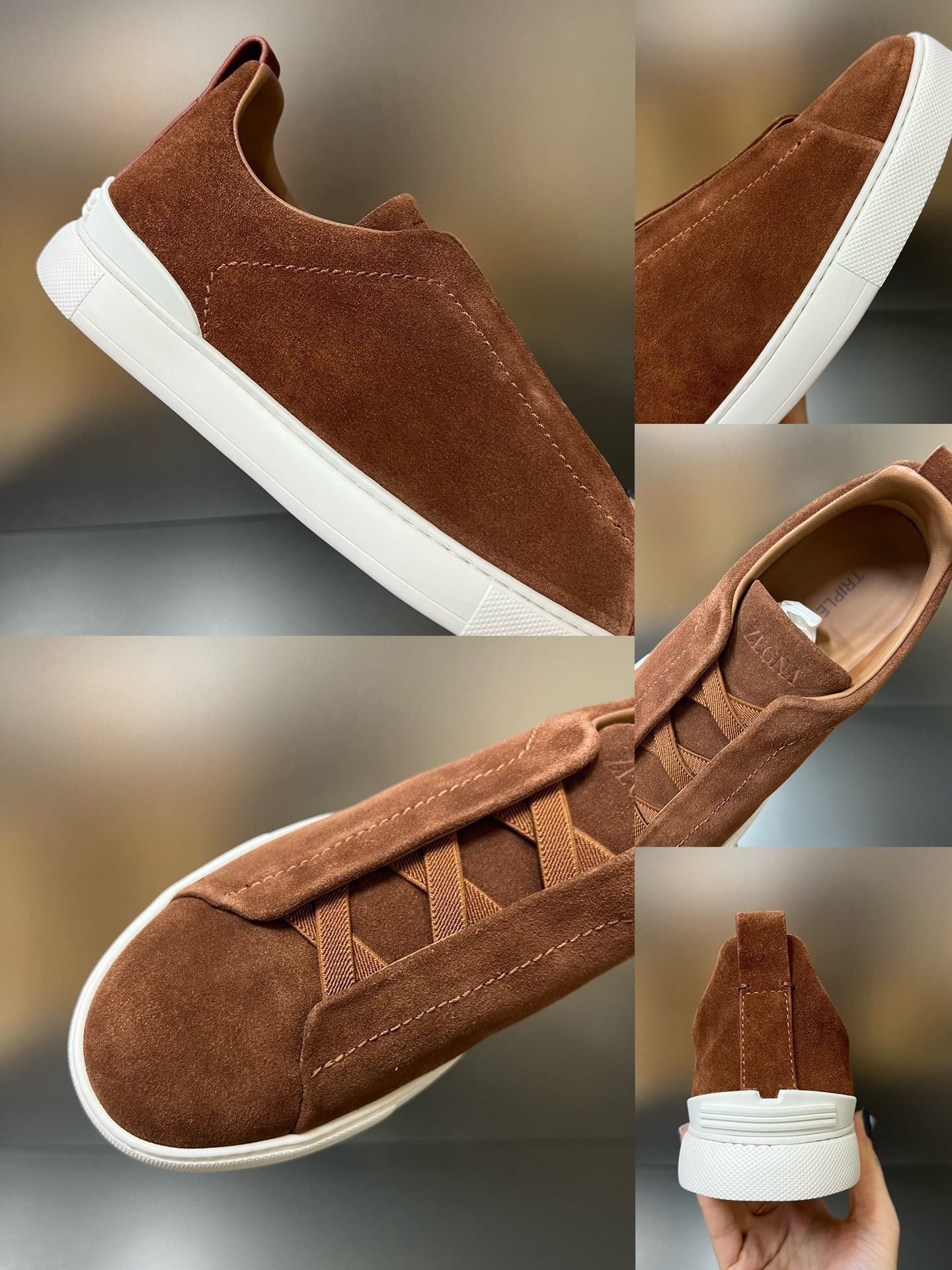 ZEGNA Suede Triple Stitch Sneakers