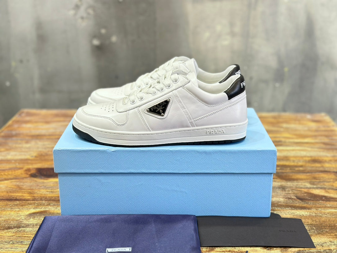 Prada Downtown Low Top Sneakers Leather White White Black