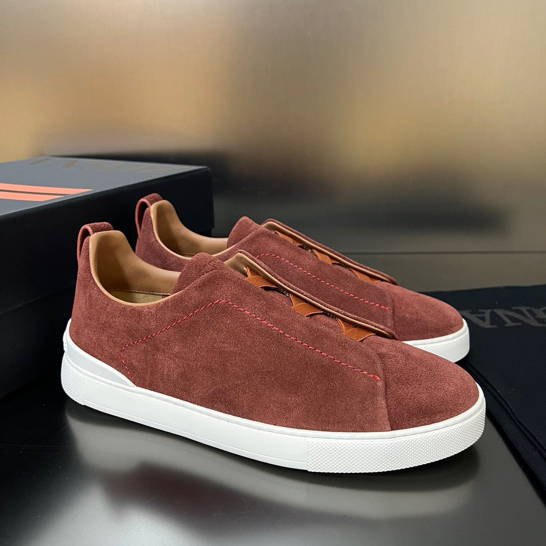 ZEGNA Suede Triple Stitch Sneakers