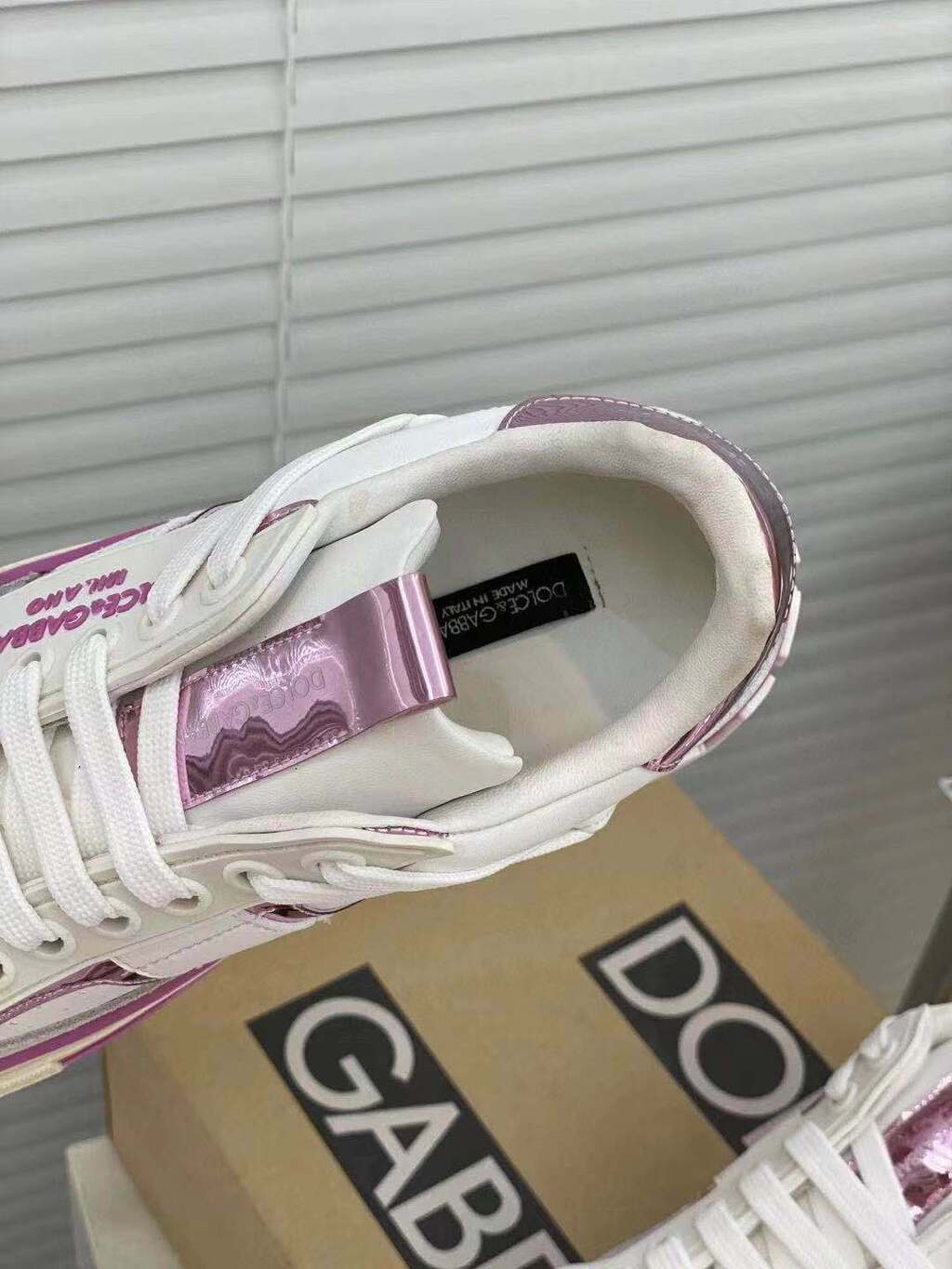 Dolce & Gabbana White & Pink Custom 2Zero Sneakers