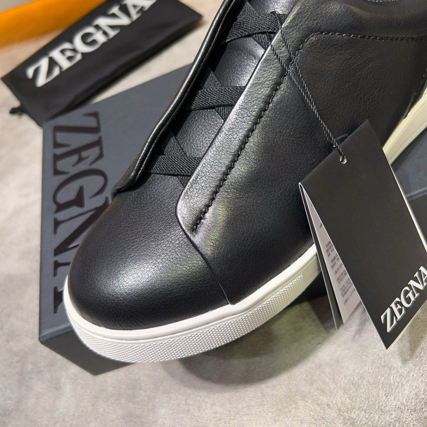 Tênis Zegna Triple Stitch Sneakers SecondSkin Black