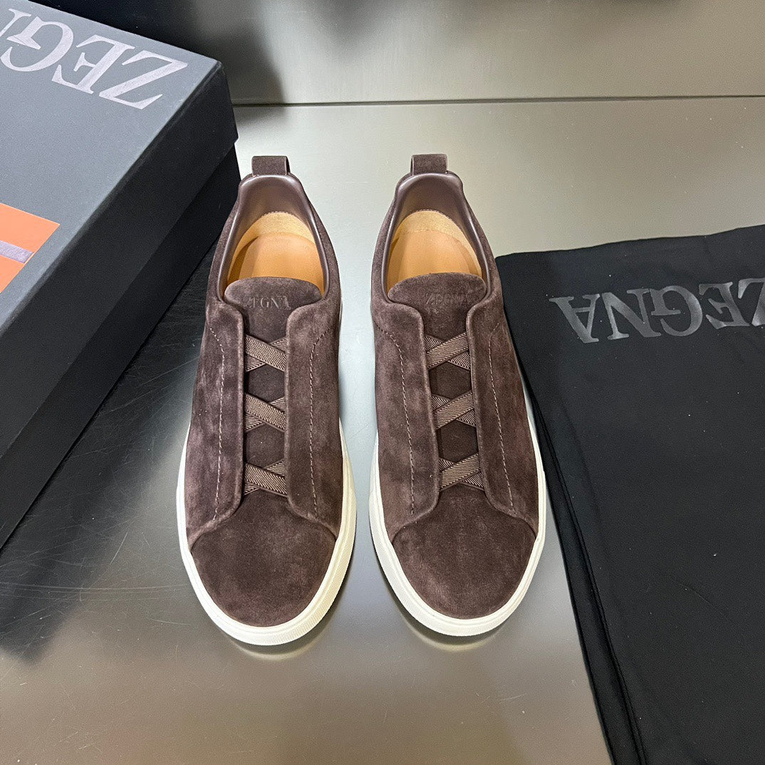 ZEGNA Suede Triple Stitch Sneakers