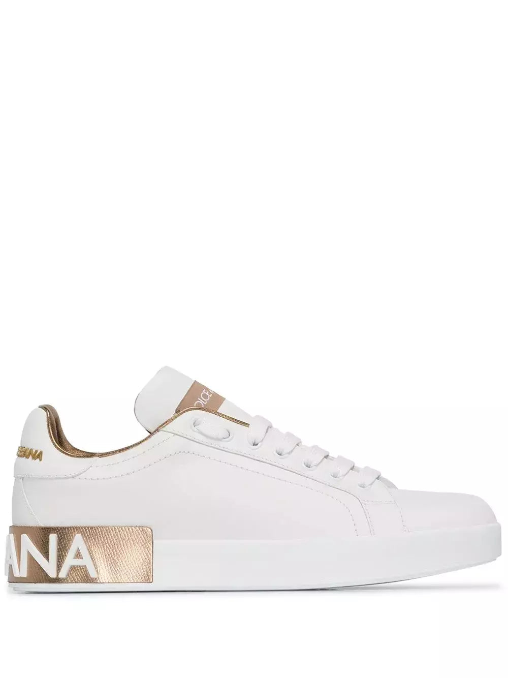 DOLCE & GABBANA Dames Portofino Sneaker Wit/Goud (Pronta entrega)