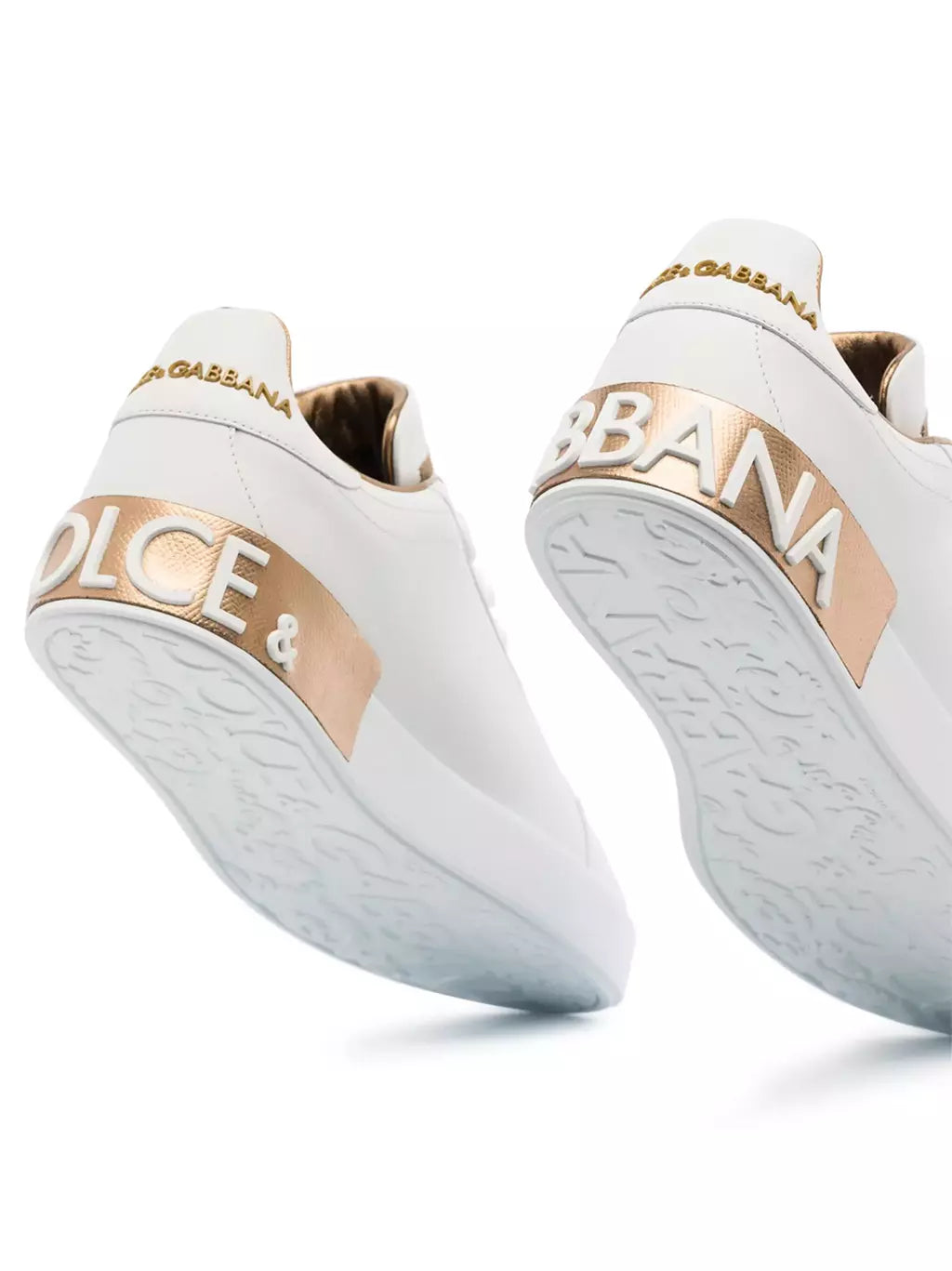 DOLCE & GABBANA Dames Portofino Sneaker Wit/Goud (Pronta entrega)