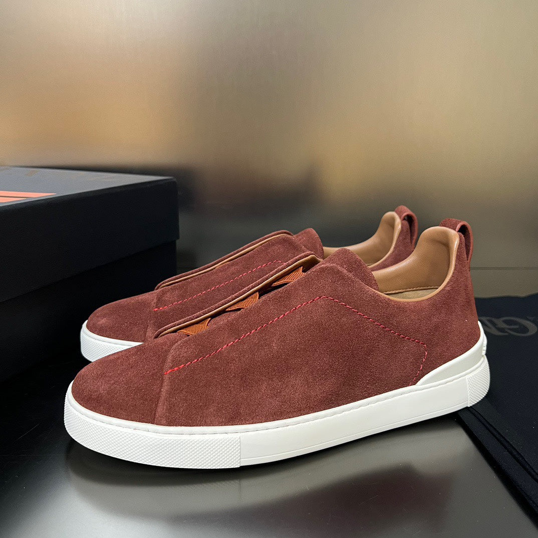 ZEGNA Suede Triple Stitch Sneakers