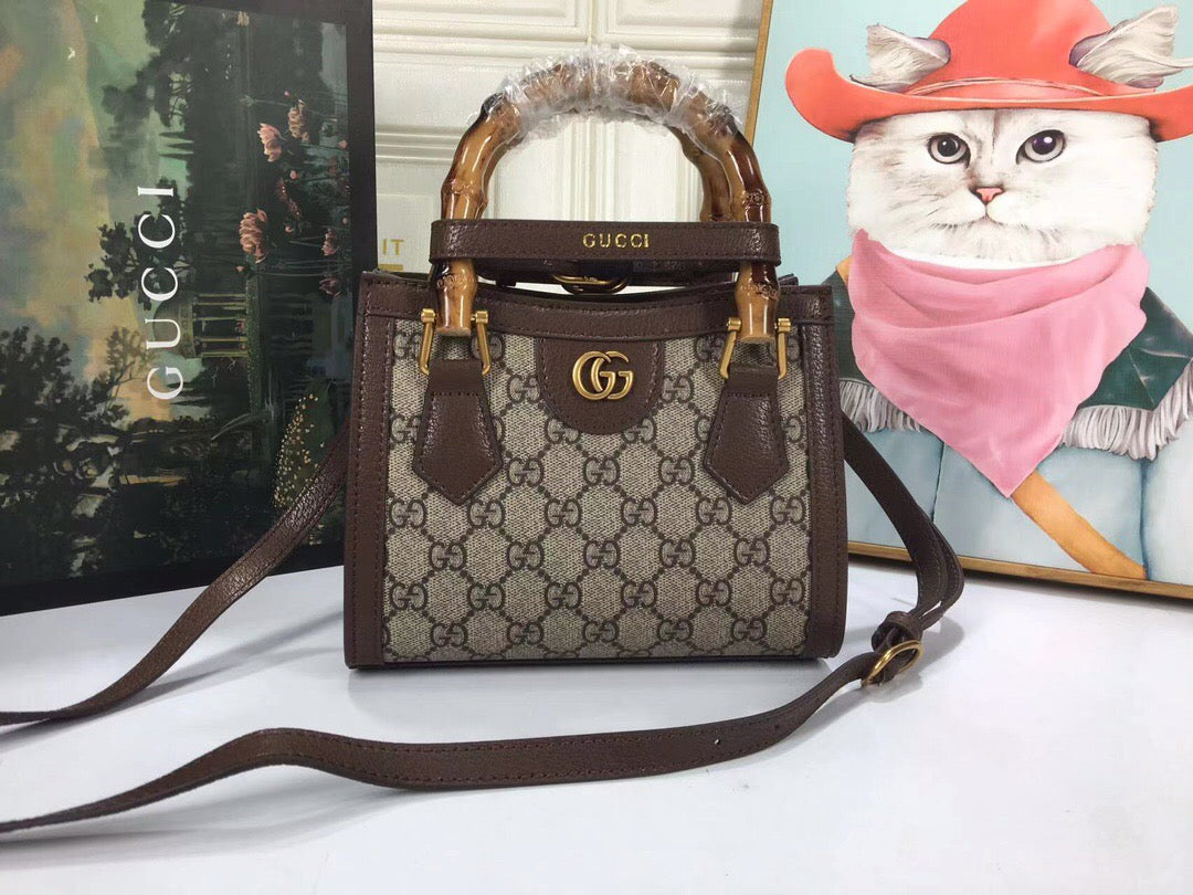 Gucci Diana Jumbo GG Tote Bag Small Camel/Ebony