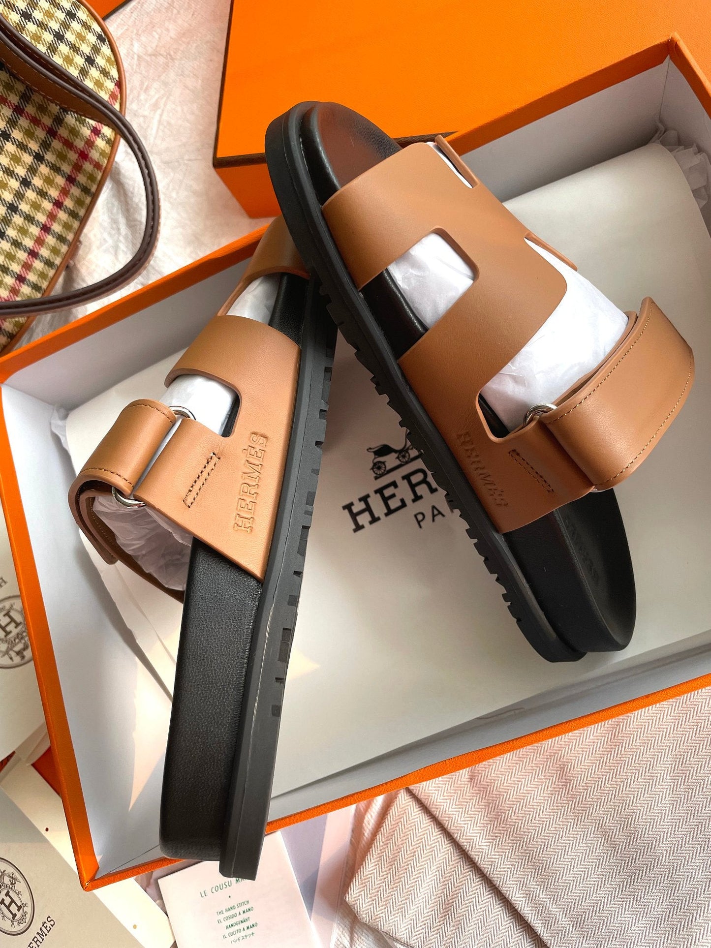 Hermes Chypre Sandal Naturel Black Smooth Calfskin Leather