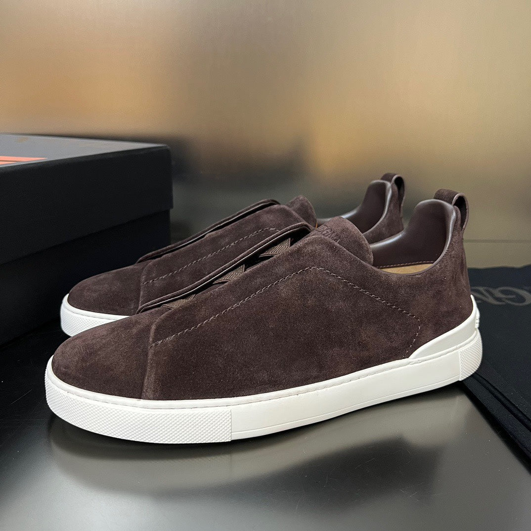 ZEGNA Suede Triple Stitch Sneakers