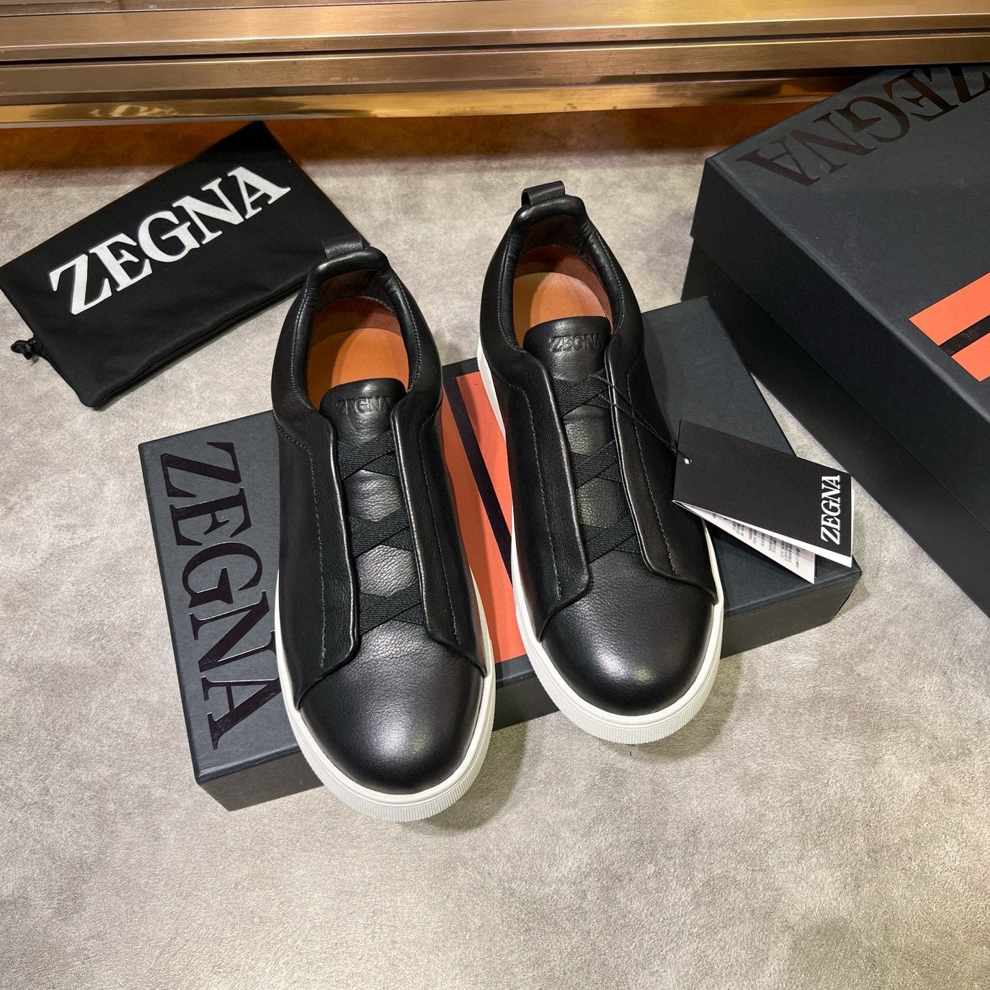 Tênis Zegna Triple Stitch Sneakers SecondSkin Black