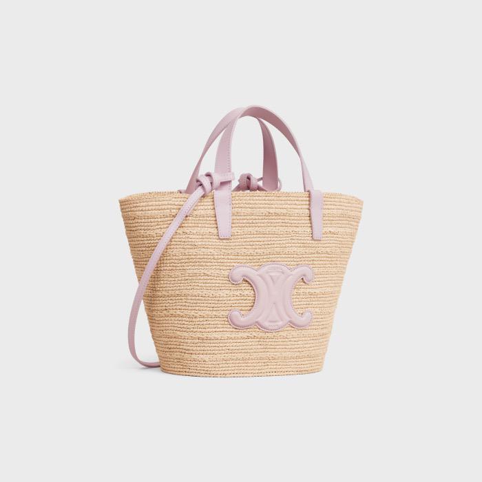 Bolsa CELINE Medium supple panier in raffia and calfskin