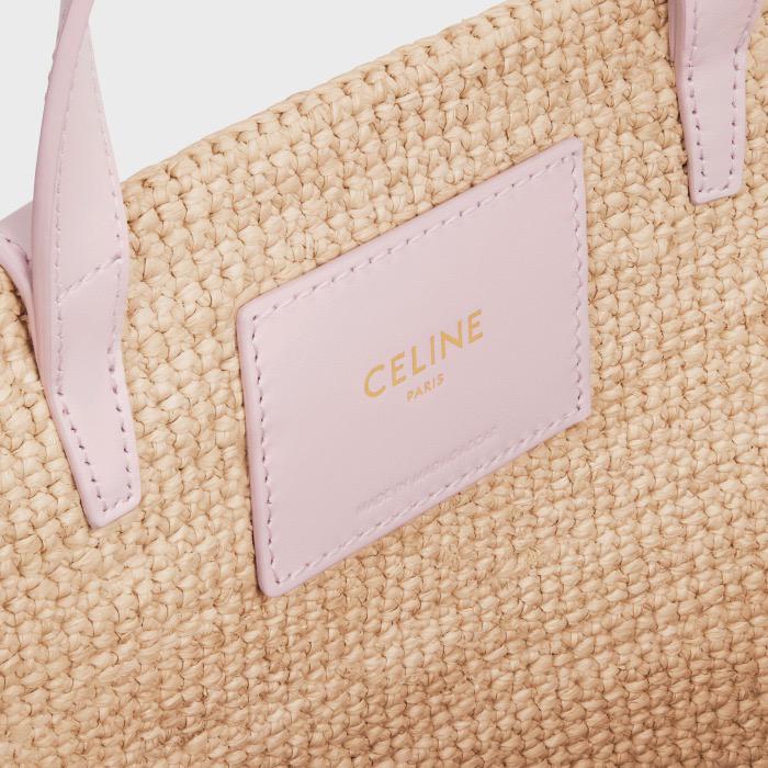 Bolsa CELINE Medium supple panier in raffia and calfskin