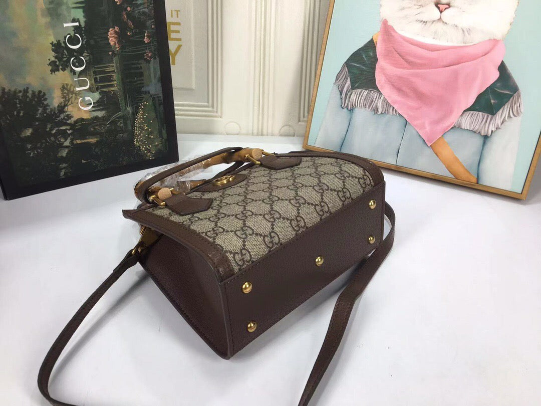 Gucci Diana Jumbo GG Tote Bag Small Camel/Ebony