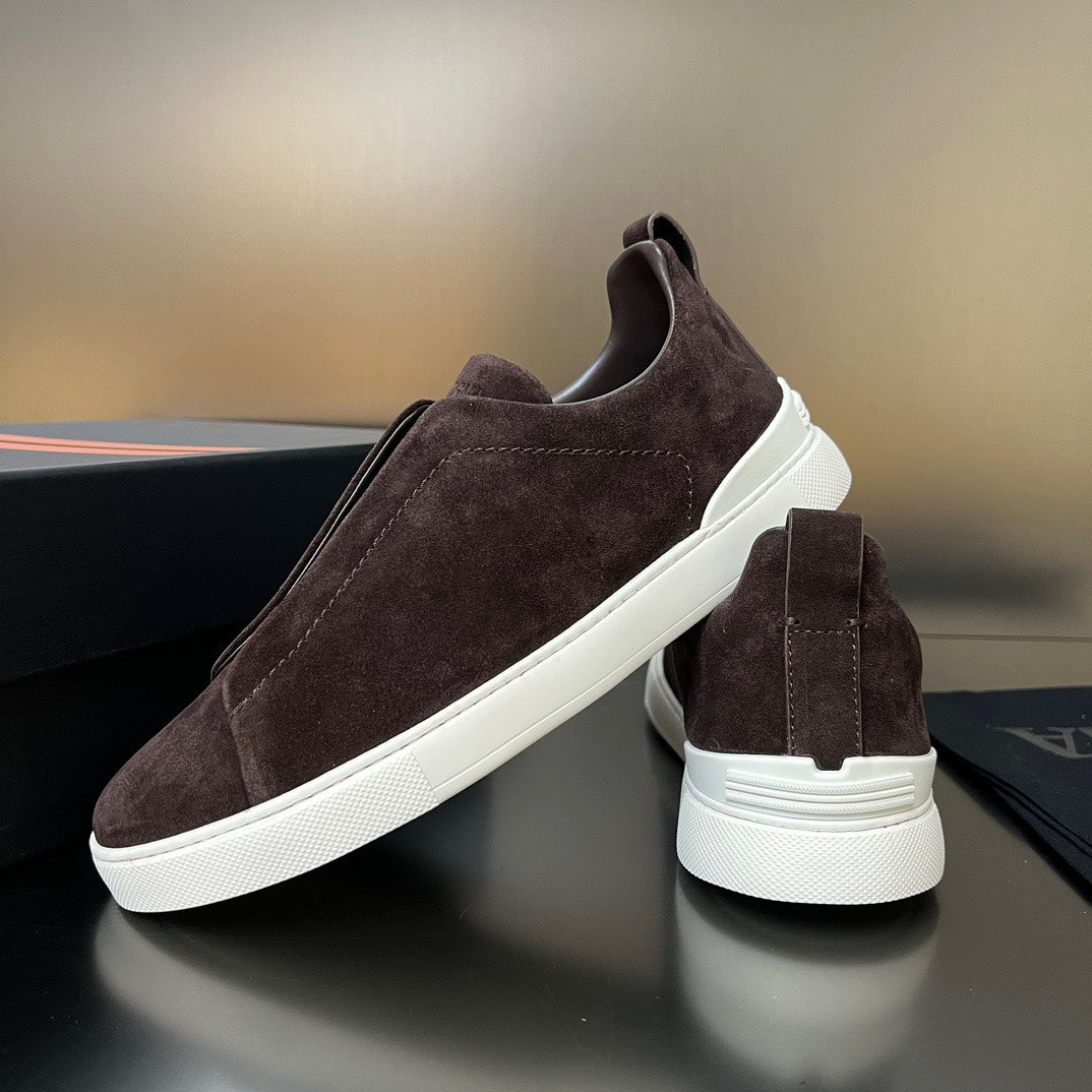 ZEGNA Suede Triple Stitch Sneakers