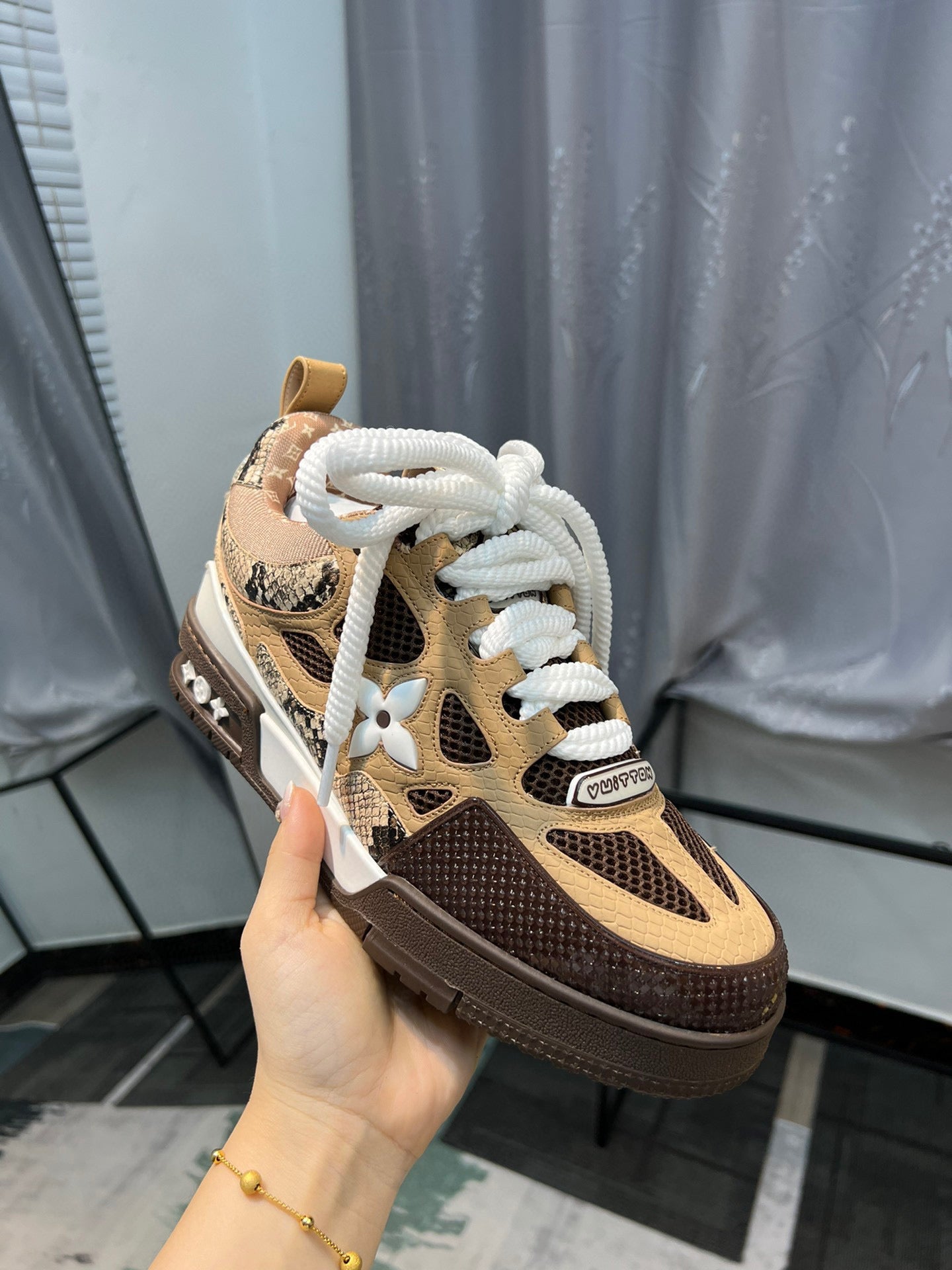 Skate Sneaker Brown Snakeskin