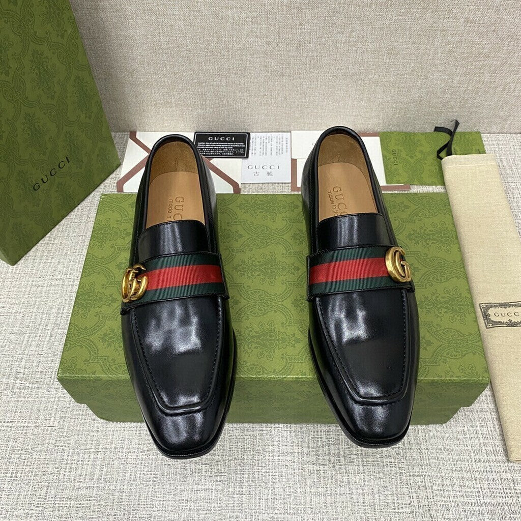 Gucci Plain Leather Loafers Black (Pronta entrega)