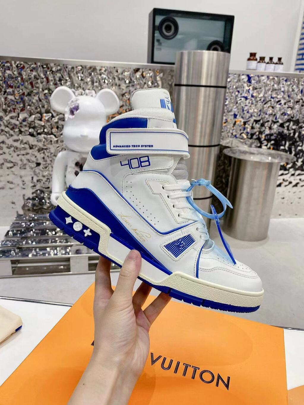 Trainer Sneaker Boot High White Blue