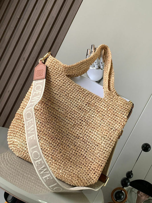 Mini Slit Bag In Raffia And Calfskin LOEWE